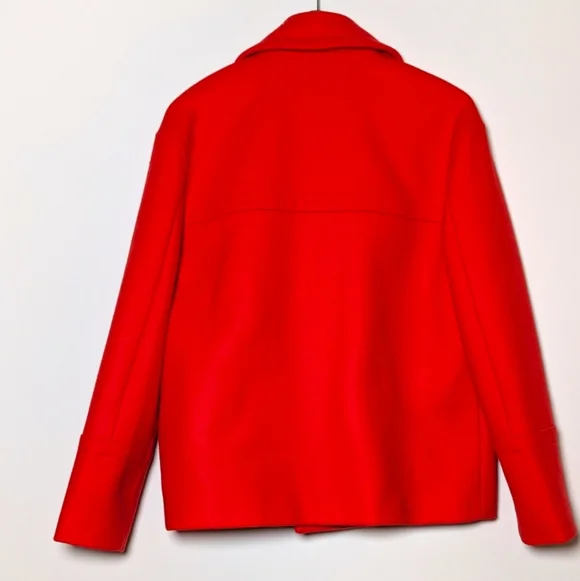 J. Crew Melton Wool Women’s Peacoat Brilliant Flame Red Classic Size 6 - Picture 3 of 6